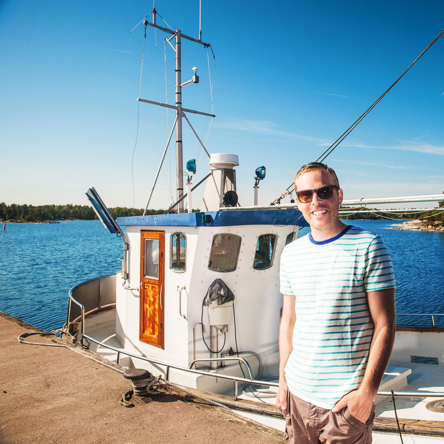 Waterfront scene representing mobile marine service